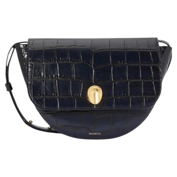 WandlerNWOT Billy Crossbody Croc-Effect Leather Bag - Night